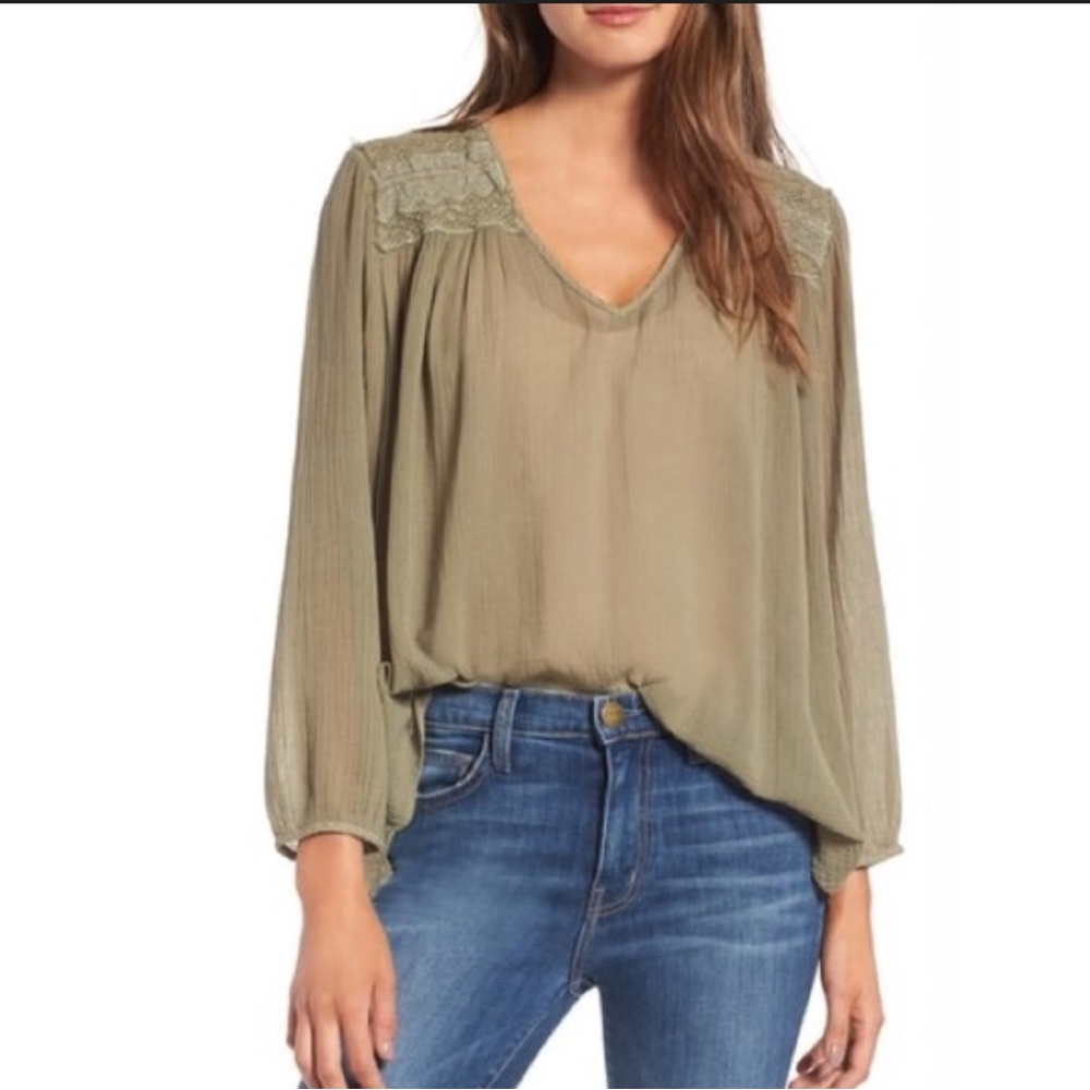 Current Elliot picnic Blouse tunic top size 2 olive